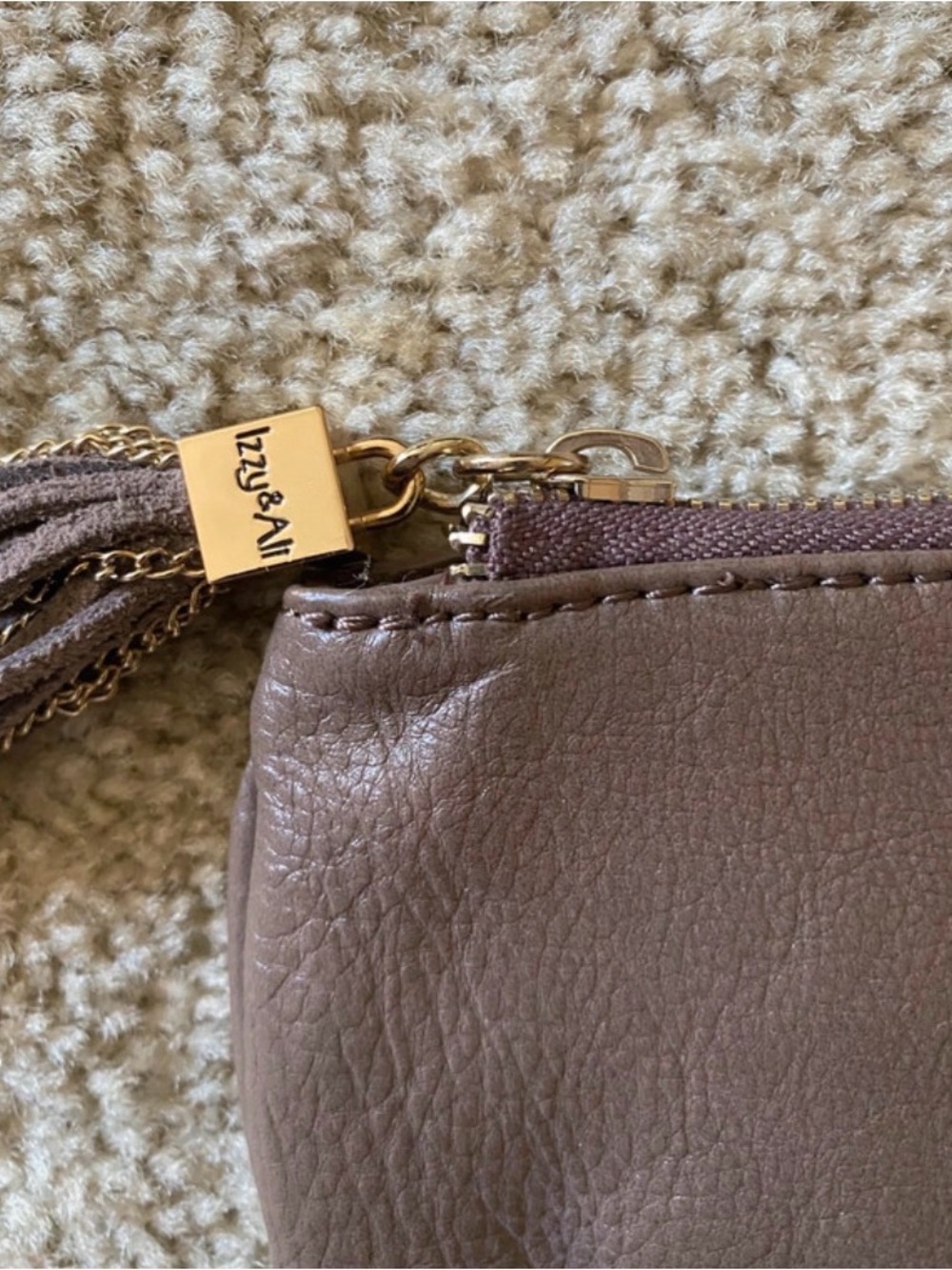 Izzy & Ai Leather Wristlet Pouch in Brown